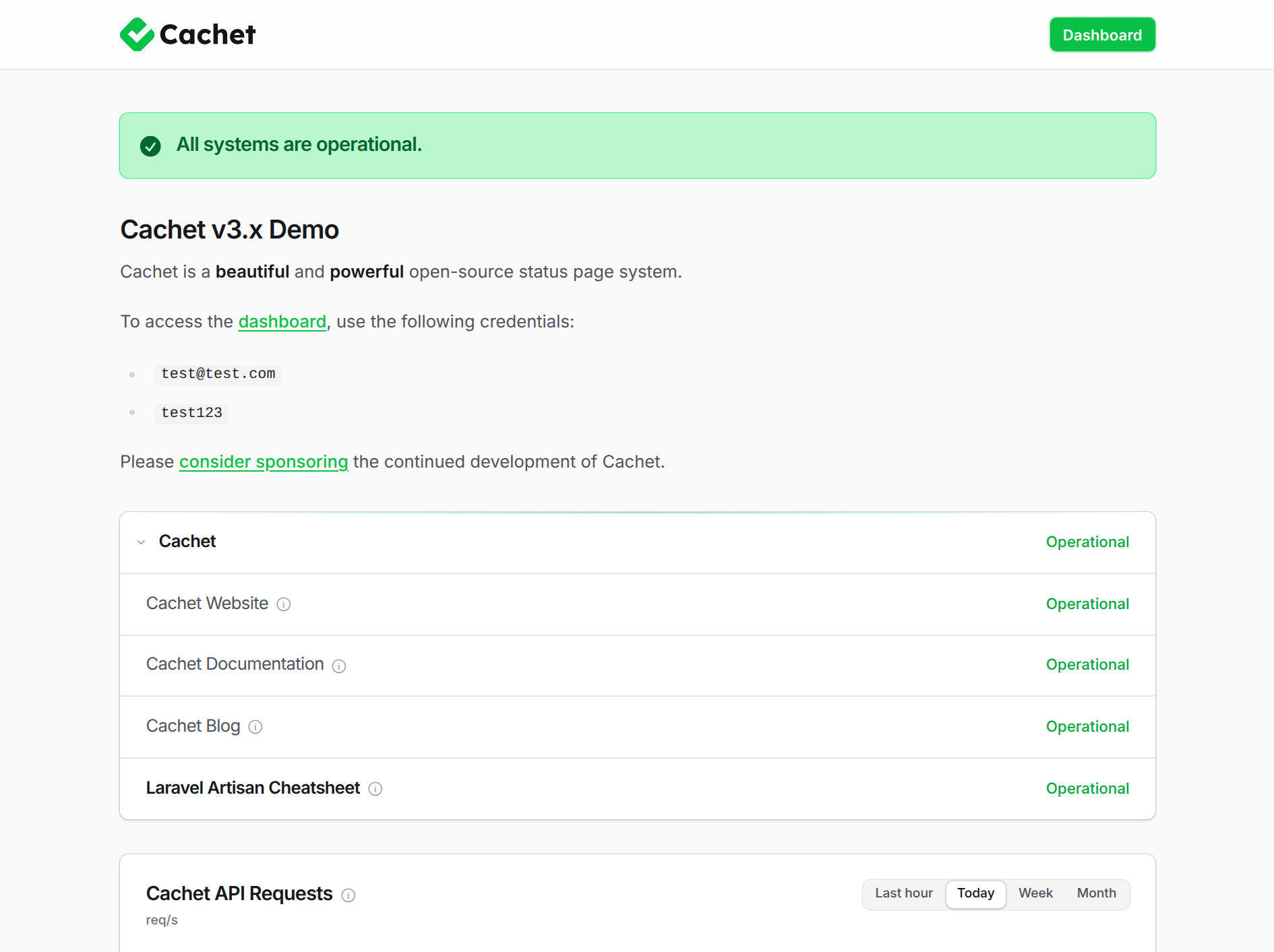 Cachet 3.x Screenshot Cachet 3.x Screenshot
